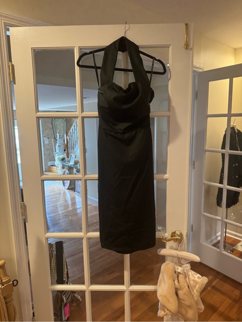 Nicole Bakti Black Halter Midi Dress